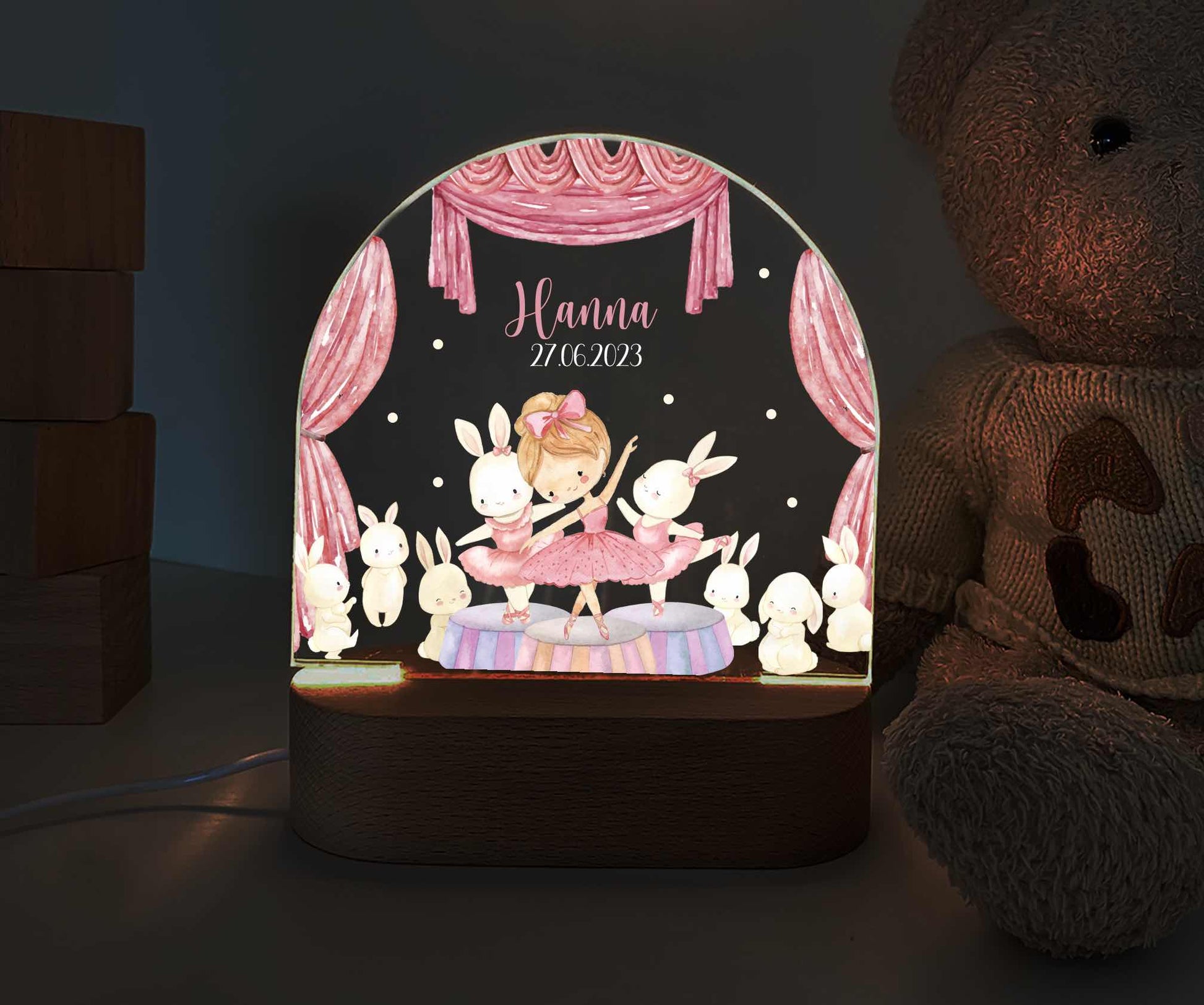 personalisiertes Nachtlicht, Kinder Nachtlampe, Kinderzimmerlampe, Kinderzimmerdeko personalisiert, Geschenk für Kinder, Babygeschenk, LED Nachtlampe für Kinder, Mitbringsel Geschenk Kinder, kleine Geschenke für Kinder, Ballerina, Tanz, 