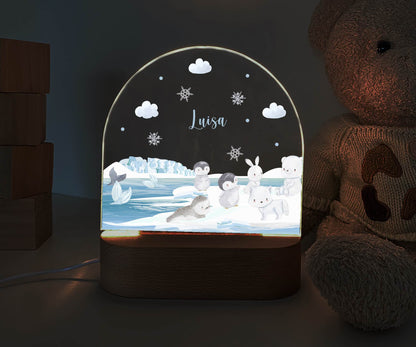 personalisiertes Nachtlicht, Kinder Nachtlampe, Kinderzimmerlampe, Kinderzimmerdeko personalisiert, Geschenk für Kinder, Babygeschenk, LED Nachtlampe für Kinder, Mitbringsel Geschenk Kinder, kleine Geschenke für Kinder, , Eis, Pinguine, Polarbär, Wal, Eisberg Nordpol