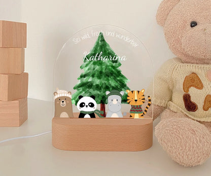 LED Nachtlicht Kinder personalisiert "Winter" Tierfamilie 1