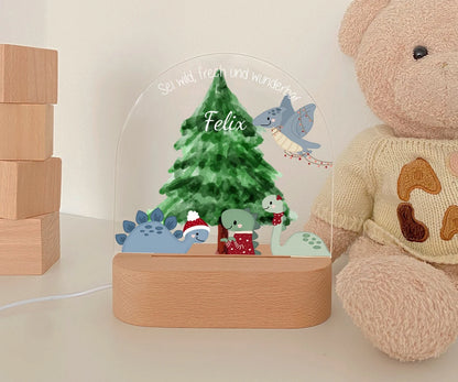 LED Nachtlicht Kinder personalisiert "Winter" Tierfamilie 2