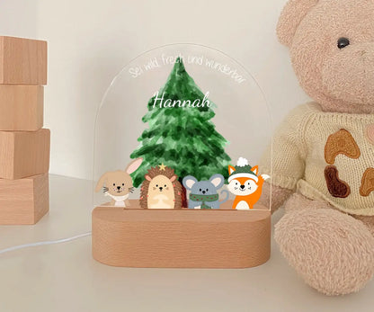 LED Nachtlicht Kinder personalisiert "Winter" Tierfamilie 3