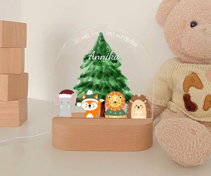 LED Nachtlicht Kinder personalisiert "Winter" Tierfamilie 5