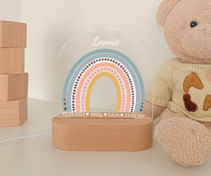 LED Nachtlicht Kinder personalisiert "Rainbow" Frontansicht 2