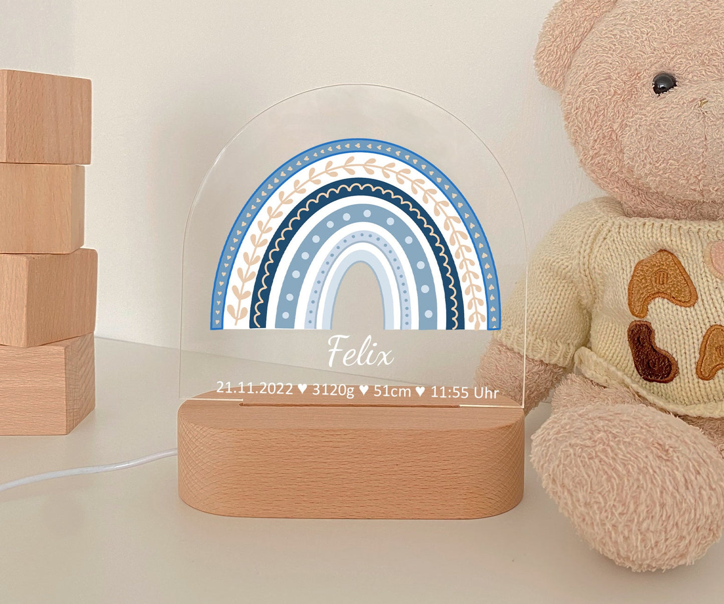 LED Nachtlicht Kinder personalisiert "New Rainbow"