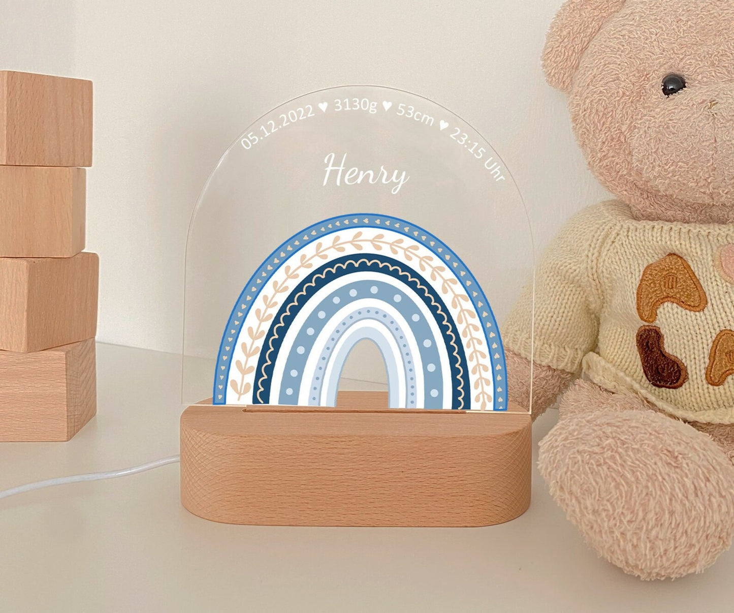 LED Nachtlicht Kinder personalisiert "New Rainbow"