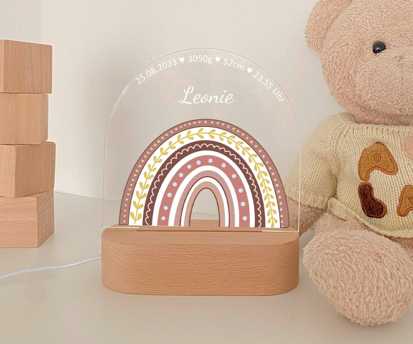 LED Nachtlicht Kinder personalisiert "New Rainbow"