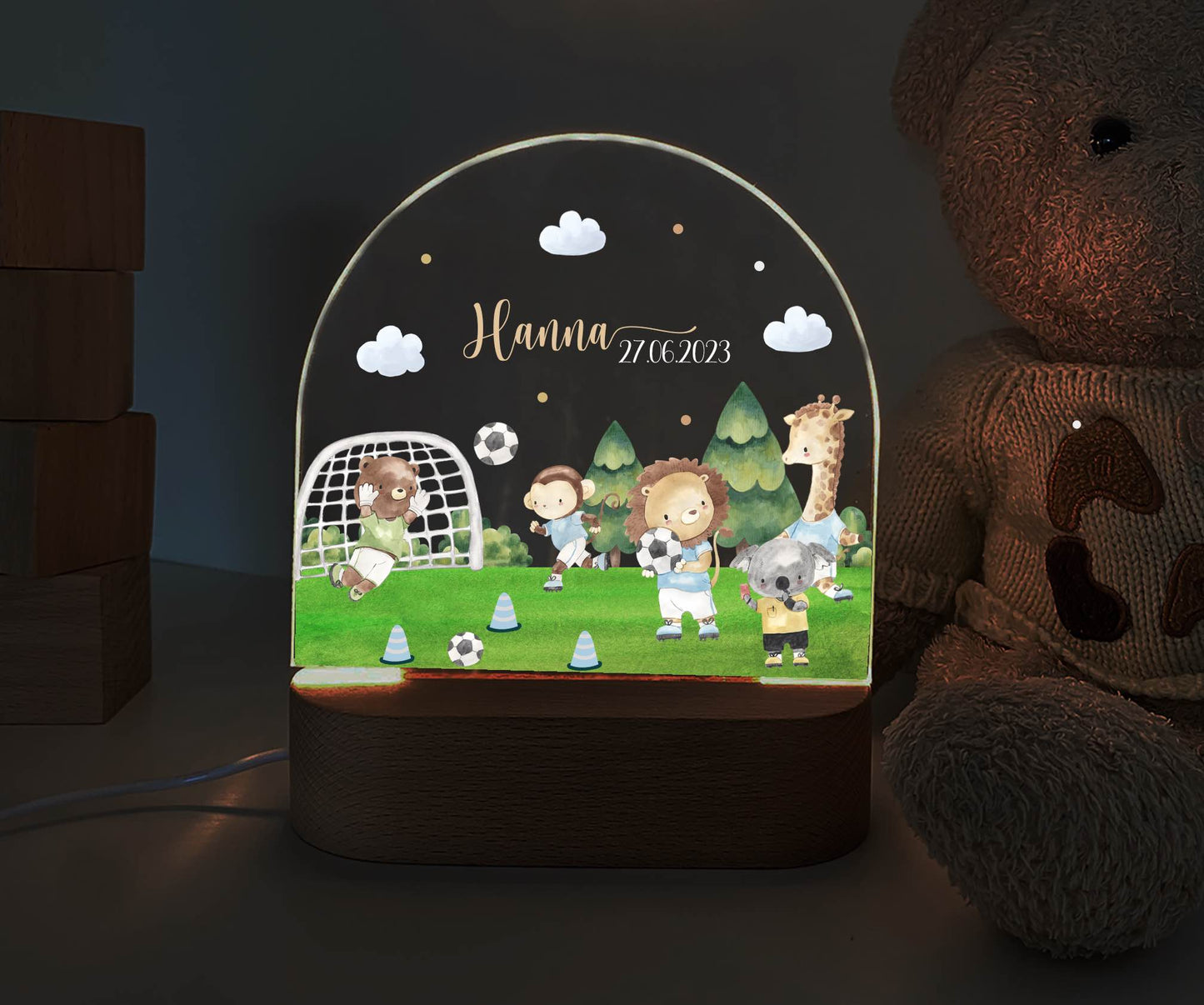 personalisiertes Nachtlicht, Kinder Nachtlampe, Kinderzimmerlampe, Kinderzimmerdeko personalisiert, Geschenk für Kinder, Babygeschenk, LED Nachtlampe für Kinder, Mitbringsel Geschenk Kinder, kleine Geschenke für Kinder, Fußball, Fussball, Kicker, Werder Bremen, HSV, St. Pauli, FC Bayern, BVB, VFL, Bundesliga