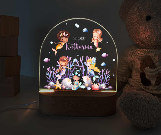 personalisiertes Nachtlicht, Kinder Nachtlampe, Kinderzimmerlampe, Kinderzimmerdeko personalisiert, Geschenk für Kinder, Babygeschenk, LED Nachtlampe für Kinder, Mitbringsel Geschenk Kinder, kleine Geschenke für Kinder, Meerjungfrau, Meerjungfrauen