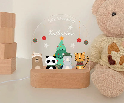 LED Nachtlicht Kinder personalisiert "Christmas" Tierfamilie 1