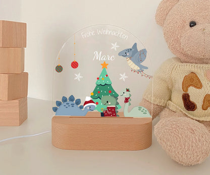 LED Nachtlicht Kinder personalisiert "Christmas" Tierfamilie 2