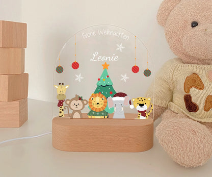 LED Nachtlicht Kinder personalisiert "Christmas" Tierfamilie 4