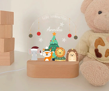 LED Nachtlicht Kinder personalisiert "Christmas" Tierfamilie 5