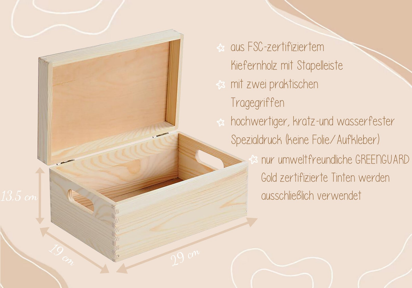 Erinnerungsbox Baby personalisiert "DownUnder" Aquarell Übersicht